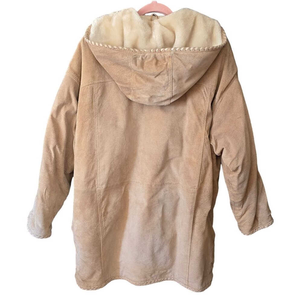 VTG Weathervane Women Suede Leather Coat Med Hood Fleece Lining Western Cowgirl - Picture 12 of 12